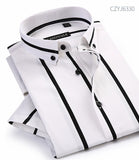 Summer Fashion Men Shirt Cotton Striped Short Sleeve Casual Shirts Button Down Collar Slim Fit Classic Clothing