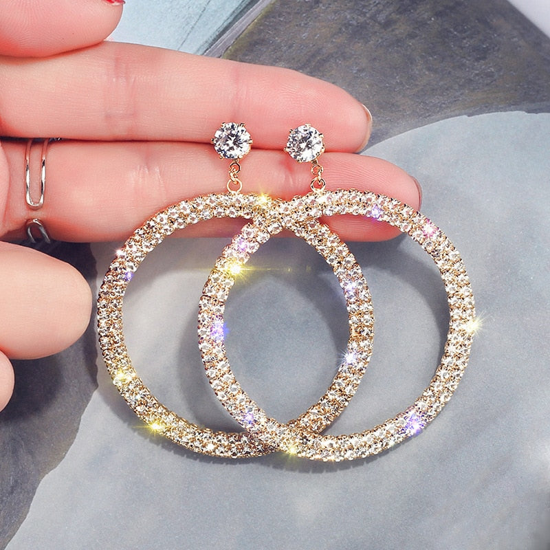 New Arrival Metal Hyperbole Round Women Dangle Earrings Fashion Female Korean Simple Jewelry Circle Earrings