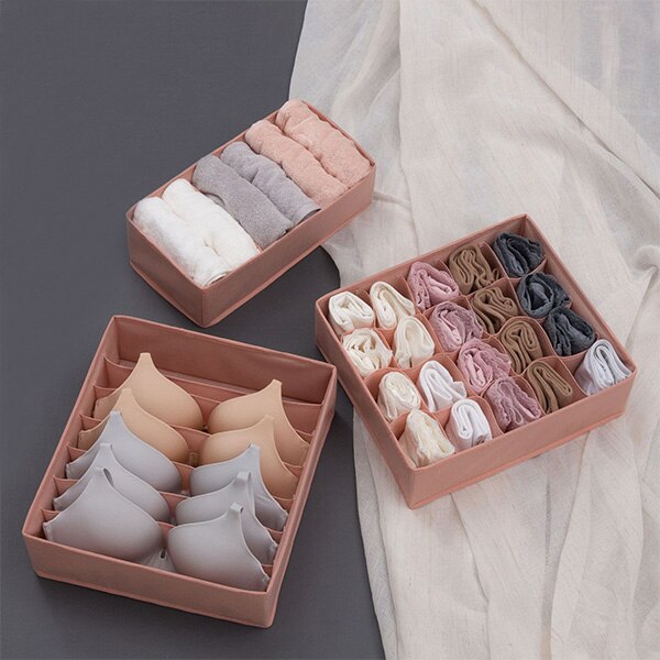 3PCS/Set Non-woven fabric underwear organizer Bras socks drawer organizer Foldable underwear box Wardrobe clothes storage box