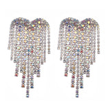 Luxury Crystal Heart Earrings For Women Trendy Fringe Fashion Dangle Statement Love Drop Earings Party Jewelry
