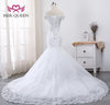 Cap Sleeve Luxury Sequin Lace Wedding Dress Plus size Mermaid Wedding Dresses Appliques Court Train Bridal Dress WX0014