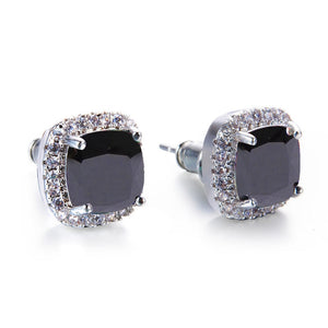 Luxury Female Crystal Zircon Stone Earrings Fashion Silver Color Jewelry Vintage Double Stud Earrings For Women