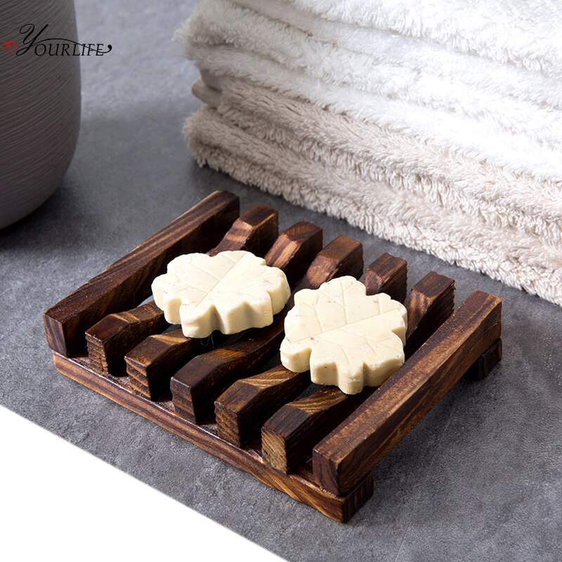 OYOURLIFE Natural Carbonation Mildew Resistance Wooden Soap Tray Bathroom Drain Soap Holder Case Soap Dish Bathroom Accessories