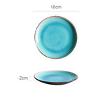 Ice Cracking Glaze Ceramic Tableware Household Dishes Rice Bowls Steamed Fish Dishes Porcelain Blue Dinner Plates