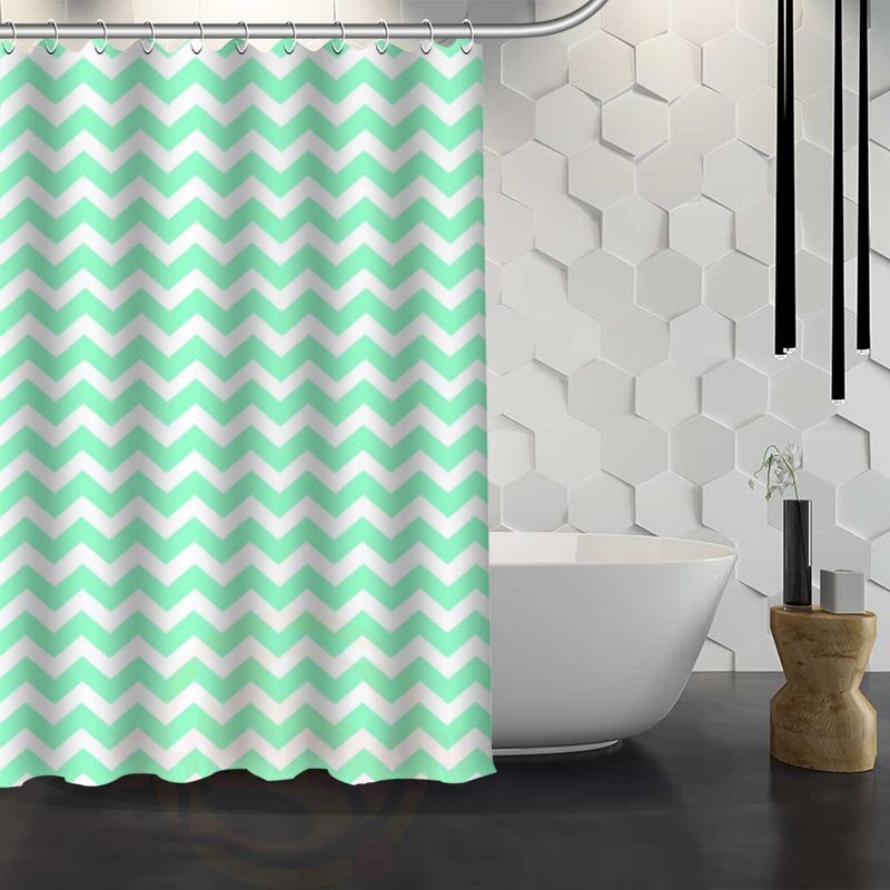 Custom Classic Striped Pattern Shower Curtain With Hooks High Defintion Printing Fabric Shower Curtain for Bathroom