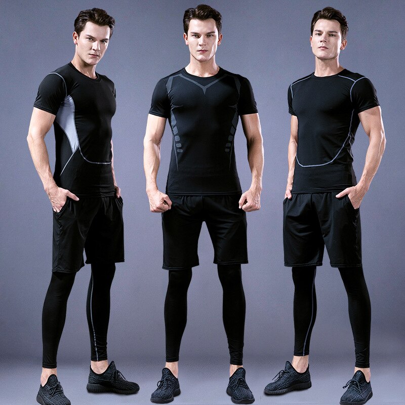 5PCS Set Men's Compression GYM Tights Sports Sportswear Suits Training Clothes Suits Workout Jogging Clothing Tracksuit Sports