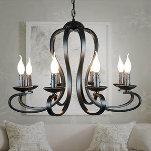 Nordic American coutry style modern candle Chandelier lighting Fixtures Vintage white/black wrought Iron Home Lighting E14