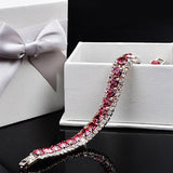 Women Zircon Bracelet Fashion 4 Colors Crystal Tennis Bracelet For Women White Gold Color Wedding Bands Jewelry Holiday Gift