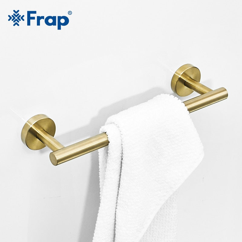 Frap Gold Bathroom Hardware Set Paper Holder Towel Rack Robe Hook Towel Bar Stainless Steel Bathroom Accessories Y38124-1