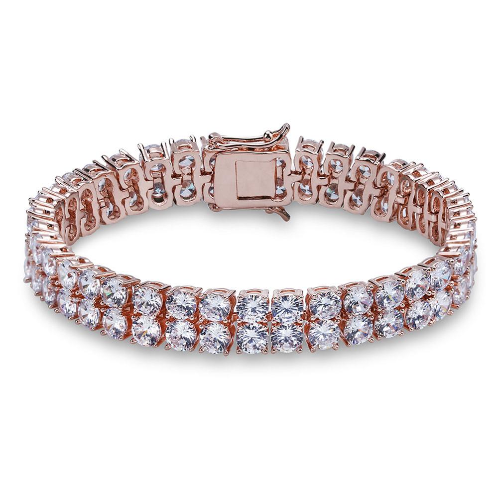 High Quality Bling Tennis Bracelet 2 Rows AAA+ Cubic Zirconia Charm Bracelets Jewelry All Iced Out Hip Hop Fashion Jewelry Gifts