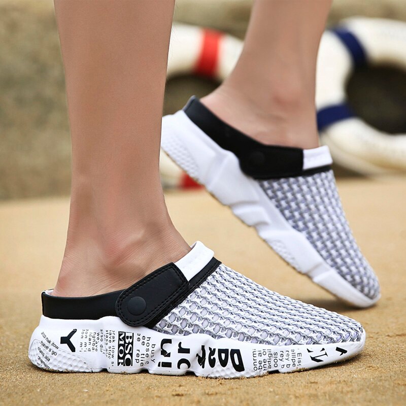 Fashion Sneakers Without Laces Man Handmade Beach Men's Summer Shoes Big Size Mesh Sneakers Light Shoes 2021 Outdoor Flats A-032