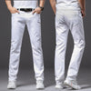 Brother Wang Men White Jeans Fashion Casual Classic Style Slim Fit Soft Trousers Male Brand Advanced Stretch Pants