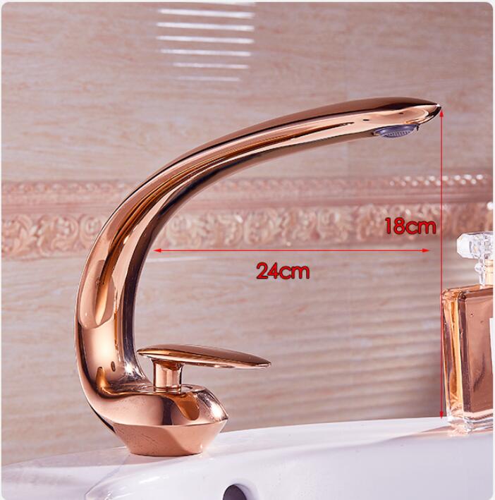 Rose Gold Basin Faucet Modern Bathroom Sink Mixer Tap Brass Wash basin Faucet Single Handle Single Hole Crane For Bathroom