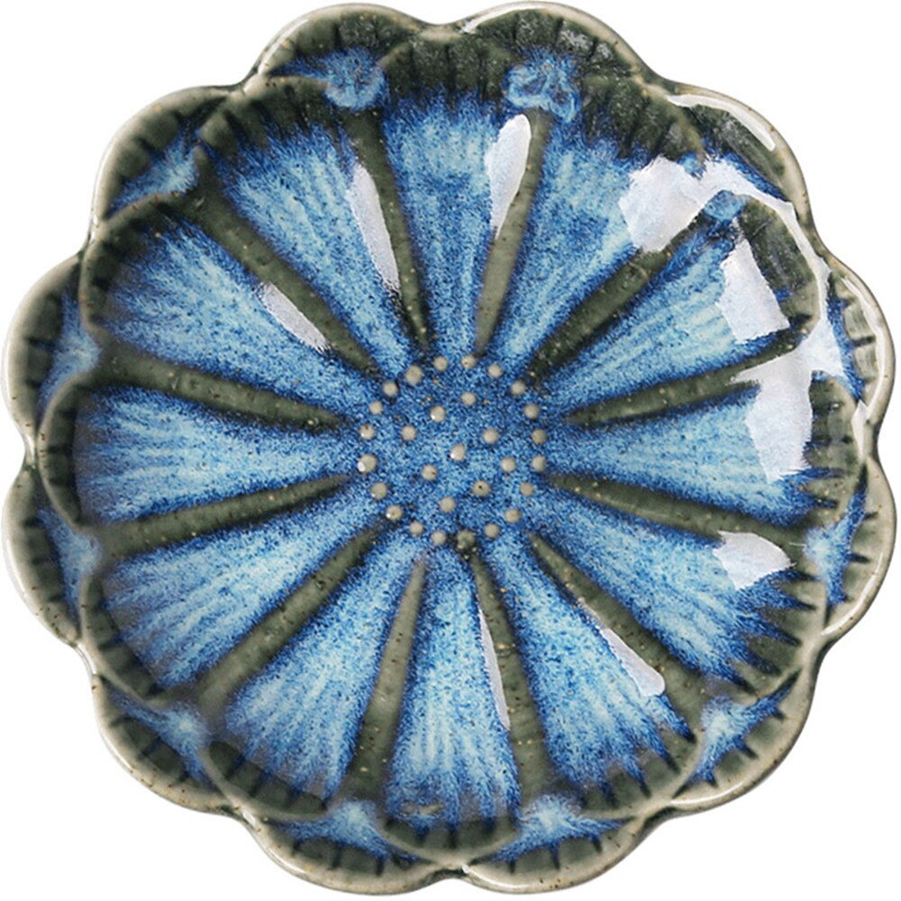 Beautiful Retro Lotus Ceramic Plate Porcelain Kiln Glazed Flower Dinner Plate Sauce Nuts Fruit Tray Party Snack Dishes Plate