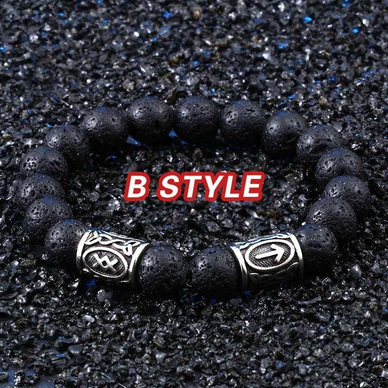 Pulseira Masculina Black Lava Stone men Jewelry Thor viking hammer fashion bracelet bangle for women 2018 Love jewelry HSS001