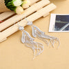 Hesiod Silver Color Women Earrings Full Crystal Long Tassel Leaf Star Pendant Earrings for Wedding Romantic Christmas Gifts