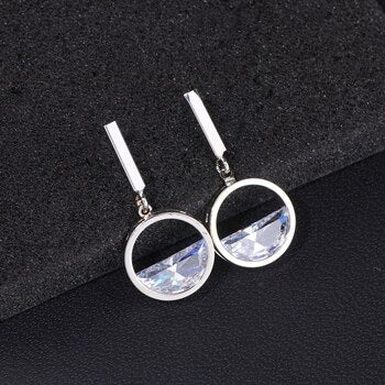 Fashion Shining Geometric Drop Earrings female Luxury Round Zircon Earrings For Women Party Jewelry Gifts WX162