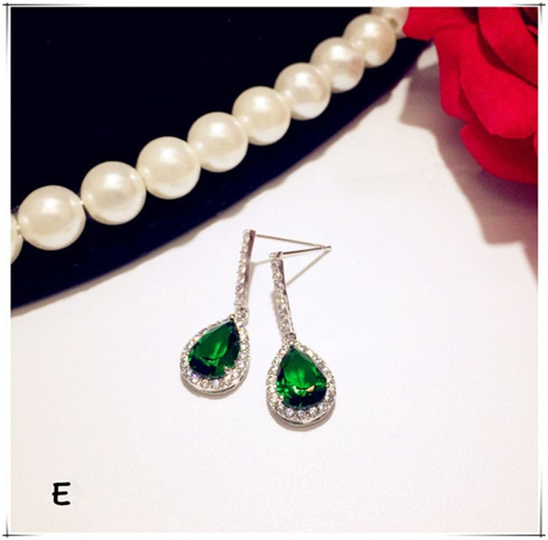 925 Sterling Drop Earrings For Women Artificial Emerald Vintage Fine Jewelry Cubic Zirconia Green Stone Luxury Eardrop Brincos