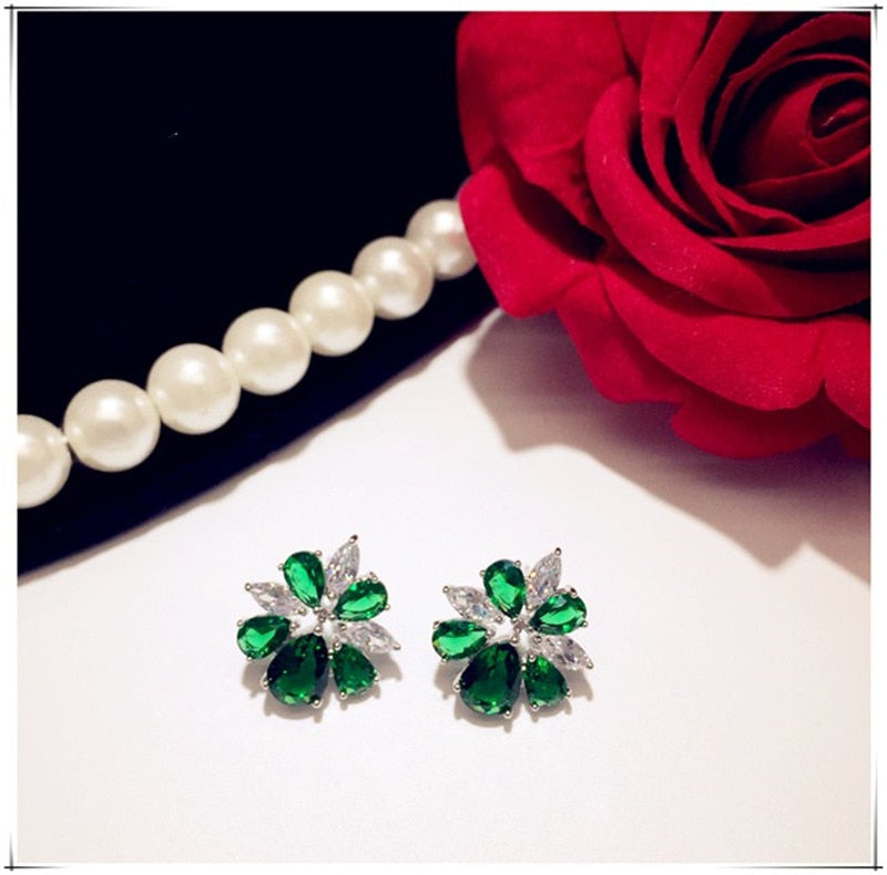 925 Sterling Drop Earrings For Women Artificial Emerald Vintage Fine Jewelry Cubic Zirconia Green Stone Luxury Eardrop Brincos