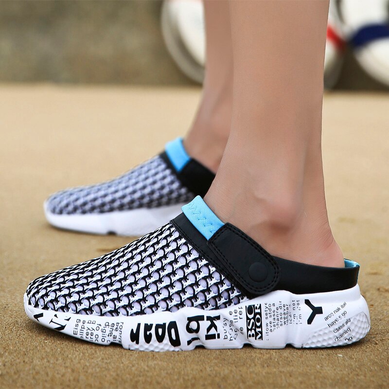 Fashion Sneakers Without Laces Man Handmade Beach Men's Summer Shoes Big Size Mesh Sneakers Light Shoes 2021 Outdoor Flats A-032