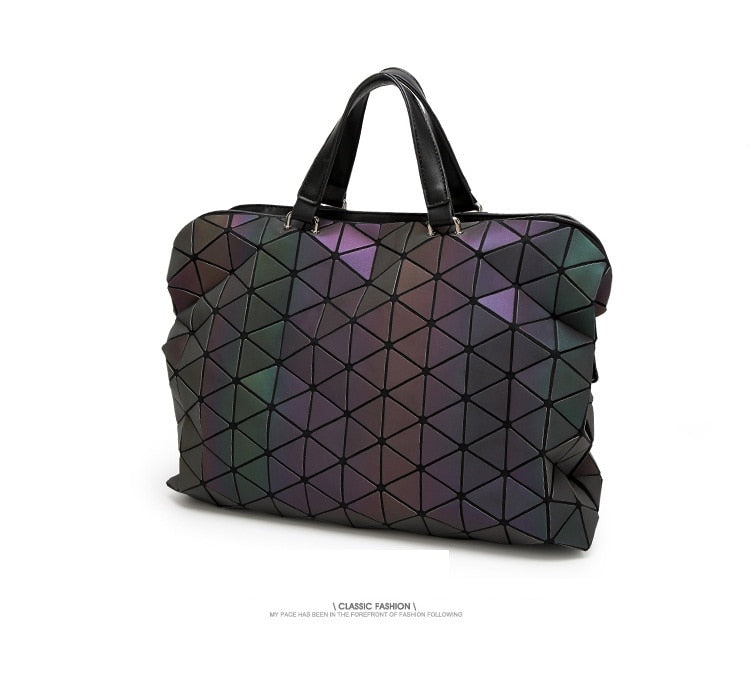 Maelove Luminous Bag 2021 Geometric Lattic Diamond Plaid Handbags Shoulder bag Hologram Laser silver Drop Shipping