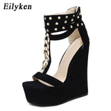 Eilyken 2022 New Gladiator Women Sandals High Heels Fashion Sandals Chain Platform Wedges shoes For Women