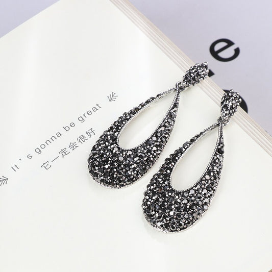 Kinel Luxury Bright Crystal Drop Earrings For Women Antique Tibetan Silver Party Accessories Charm Earrings Vintage Jewelry