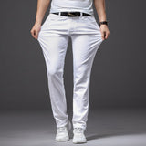 Brother Wang Men White Jeans Fashion Casual Classic Style Slim Fit Soft Trousers Male Brand Advanced Stretch Pants
