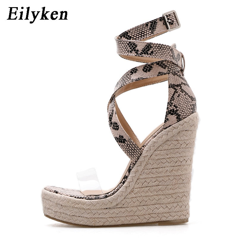 Eilyken Summer Women Platform Sandals Gladiator Fashion High heels Wedges Espadrilles shoes Ladies Open toe Sandals Serpentine