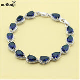 XUTAAYI Top Quality Silver Jewelry Sets Blue Created Sapphired Flawless Necklace/Rings/Earrings/Bracelet For women