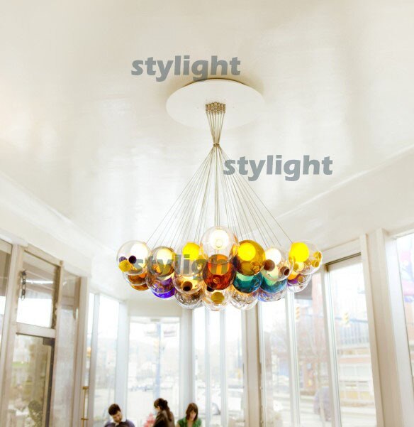 Diameter 10cm, 19 heads mordern lamp Glass ball pendant lights chandelier of colourful glass spheres