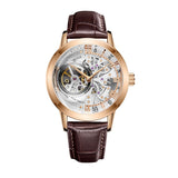 OBLVLO Casual Watches Mens Skeleton Dial Calfskin Leather Band Rose Gold Watches Automatic Watches for Men Montre Homme VM 1