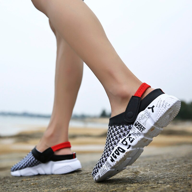 Fashion Sneakers Without Laces Man Handmade Beach Men's Summer Shoes Big Size Mesh Sneakers Light Shoes 2021 Outdoor Flats A-032