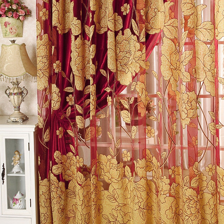 YokiSTG Modern Luxury Embroidered Sheer Curtains for Living Room Bedroom Kitchen Door Tulle Curtains Drapes Window Treatments