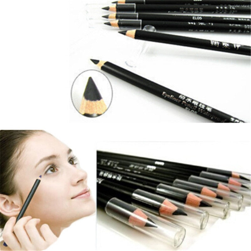 Waterproof 2PCS/set Black Cosmetic Eyes Makeup Eyeliner Pencil Liner Combination Hot Sale High Quality