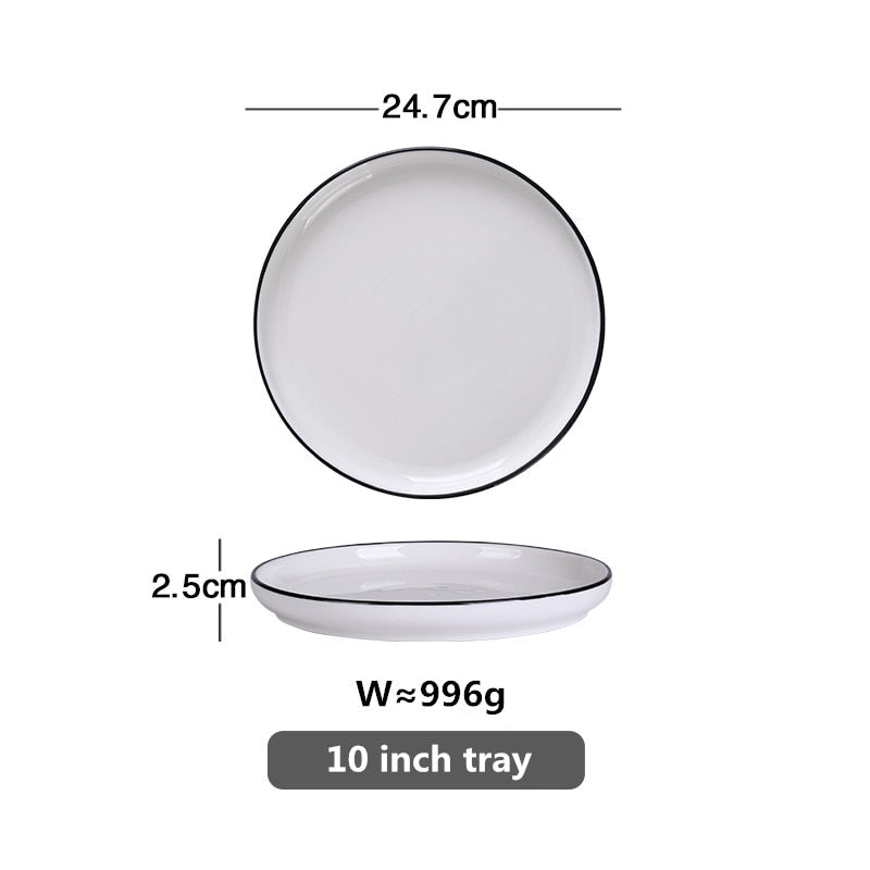 White Dinner Plate Set Ceramic Kitchen Plate Tableware Set Food Dishes Rice Salad Noodles Bowl Soup Kitchen Cook Tool 1pc