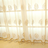 European Luxury Blackout Gold windows treatment curtains for living room bedroom flower tulle valance