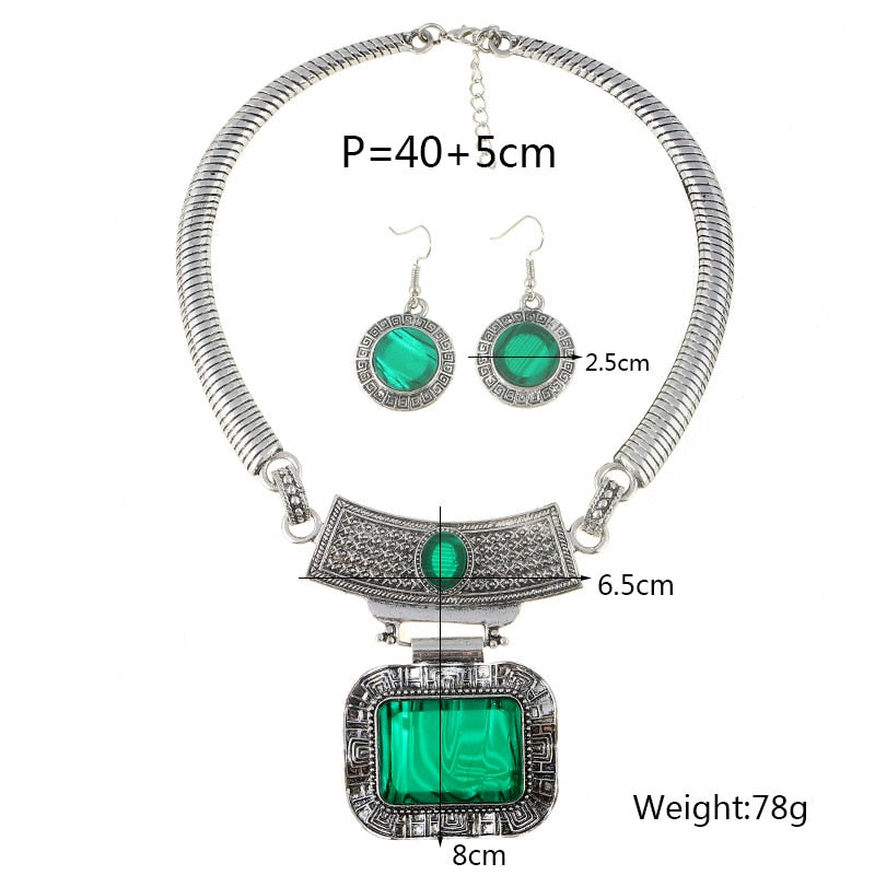 LZHLQ Fashion 4 Color Bohemia Collier Big Statement Maxi Necklace Set Punk Ethnic Power Choker Necklace Women Jewelry