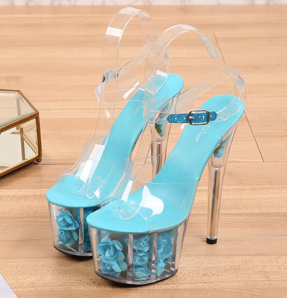 Shuzumiao Wedding Shoes Bride 2020 High Heels 17 High Heels 7cm Platfrom Women Platform Sandals Transparent Crystal Female Shoes