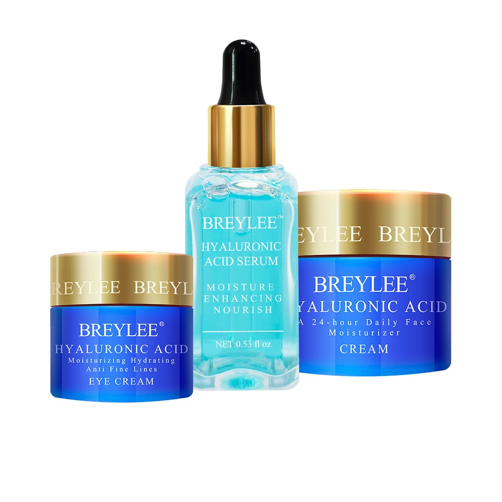 BREYLEE Hyaluronic Acid Moisturizing Set Serum Eye Cream Facial Cream Repairing Dryness Rough Whitening Face Skin Care