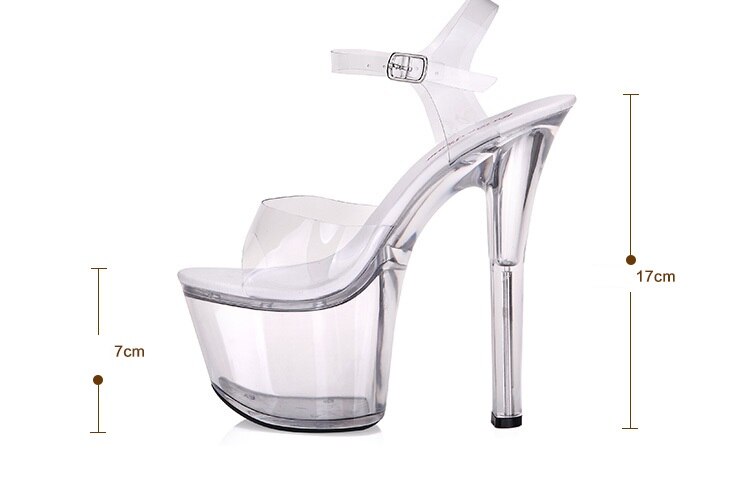 Women SandalsTransparent PVC Sandals Women Pointed Clear Crystal Cup High Heels Stilettos Sexy Platform Peep Toe Wedding Shoes