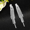 Hesiod Silver Color Women Earrings Full Crystal Long Tassel Leaf Star Pendant Earrings for Wedding Romantic Christmas Gifts