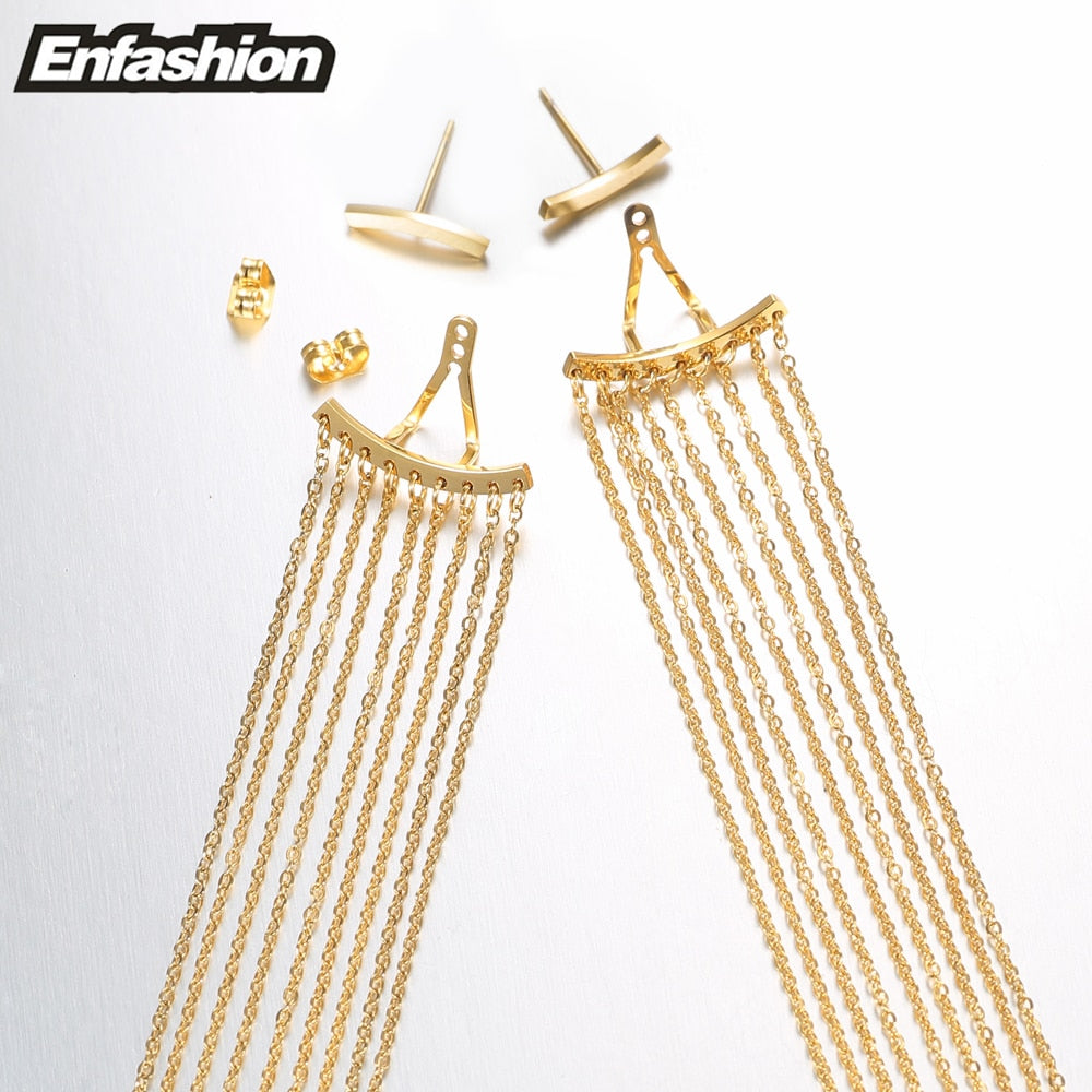 Enfashion Long Tassels Dangle Earrings Gold Color Earings Drop Earrings For Women Long Earring Fashion Jewelry brinco