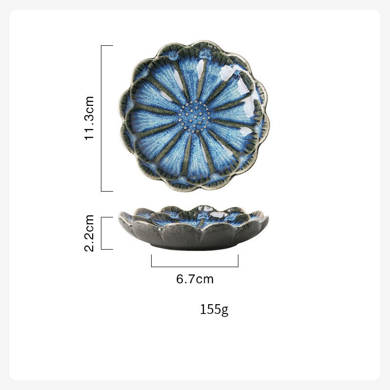 Beautiful Retro Lotus Ceramic Plate Porcelain Kiln Glazed Flower Dinner Plate Sauce Nuts Fruit Tray Party Snack Dishes Plate