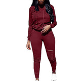 2021 New Two Piece Set Tracksuit Women Spring Sportwear Suit Hoodies Sweatshirt+Hollow Pants 2 Piece Set Women Outfits Sets