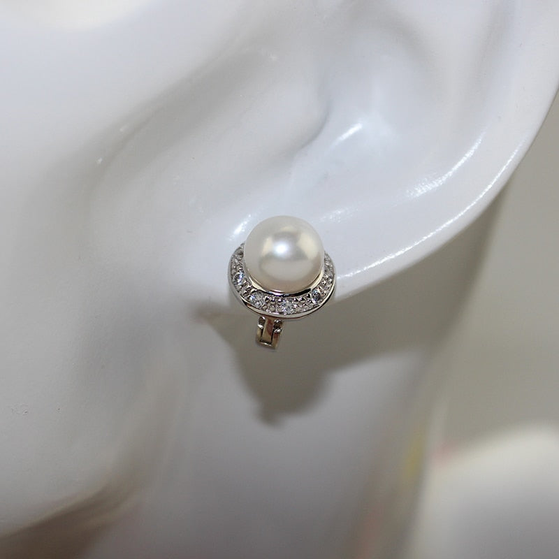 YIKALAISI 925 Sterling Silver Jewelry Pearl Earrings 2019 Fine Natural Pearl jewelry 8-9mm stud Earrings For Women wholesale