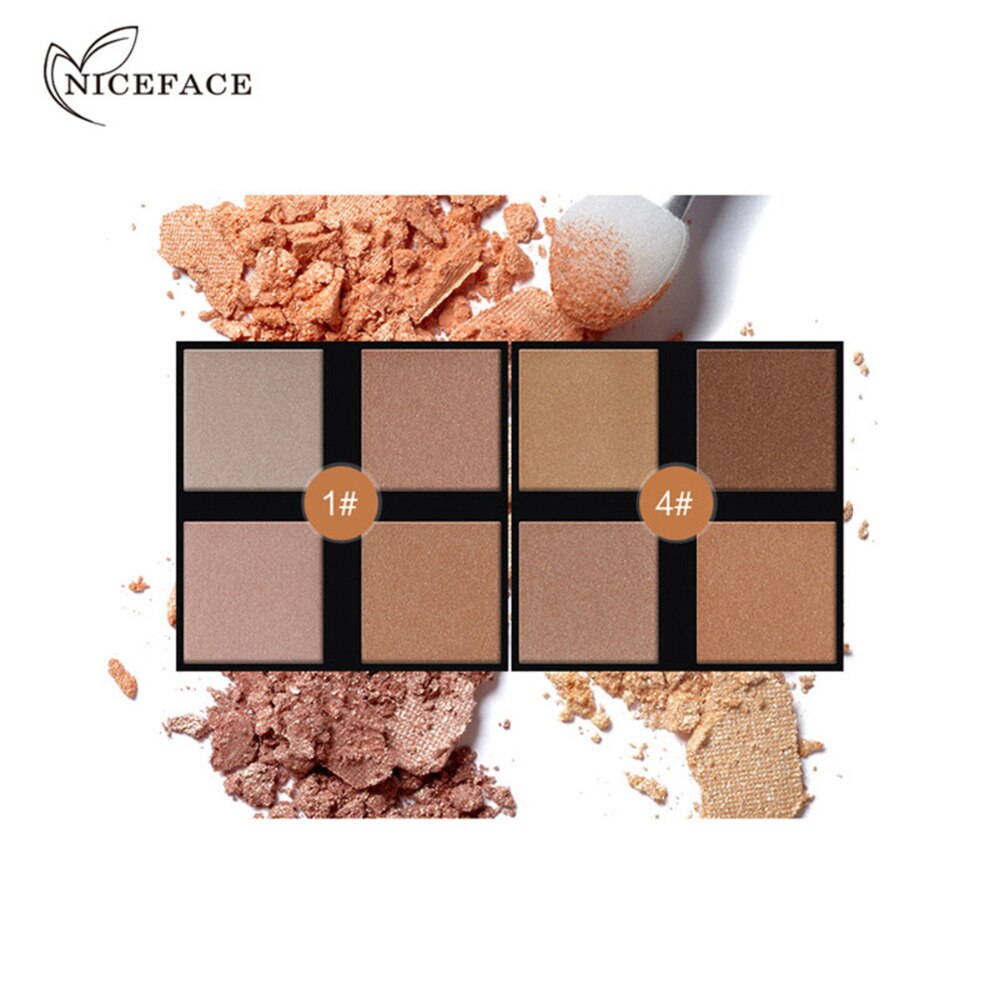 4 Colors Shade Bronzing Matte Shimmer Face Foundation Base Makeup Fix Pressed Powder Palette Concealer Contour Nude Cosmetics