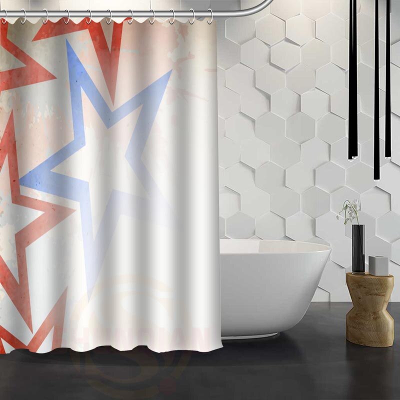 Custom Classic Striped Pattern Shower Curtain With Hooks High Defintion Printing Fabric Shower Curtain for Bathroom