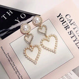 2019 New Arrival Metal Classic Geometric Women Dangle Earrings Korean Crystal Earrings Temperament Long Pearl Fairy Jewelry