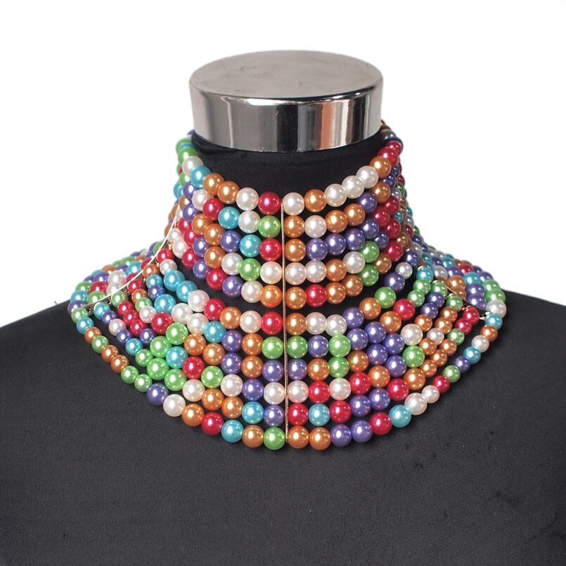 MANILAI Brand Imitation Pearl Statement Necklaces For Women Collar Beads Choker Necklace Wedding Dress Beaded Jewelry 2020